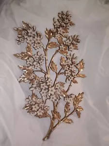Mid Century Modern MCM Syroco Gold Cream Flower Floral Wall Decor Center Piece - Picture 1 of 7