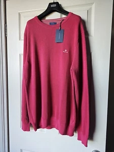 Herren GANT Magenta Rosa Baumwolle Piqué Rundhals Pullover Pulli Größe XXL Neu mit Etikett  - Bild 1 von 12