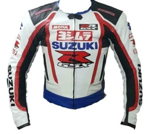 SUZUKI GSXR Racing Biker Motorcycle Leather Jacket Men Motorbike Leather Jackets - Picture 1 of 3