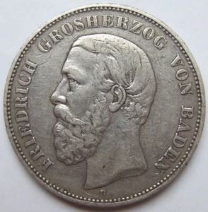 Münze Kaiserreich 5 Mark Friedrich Grosherzog von Baden 1888 G in Sehr schön - Bild 1 von 2