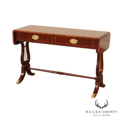 Baker Furniture Regency Style Mahogany Lyre Console Table Cover