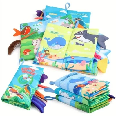 Новый ~ 3шт Baby ткани сенсорный Монтессори книги гофрированная ткань Jungly хвосты - Изображение 1 из 4