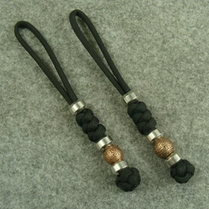 2pcs 550 Paracord Knife Lanyard With Steel & Red Copper Beads bead GH272 - Picture 1 of 11