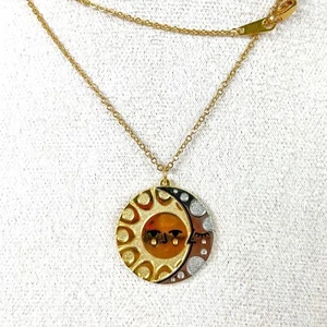 Amar & Riley Sun & Moon Pendant Necklace Gold & Silver Tone Dual Chain - Picture 1 of 4