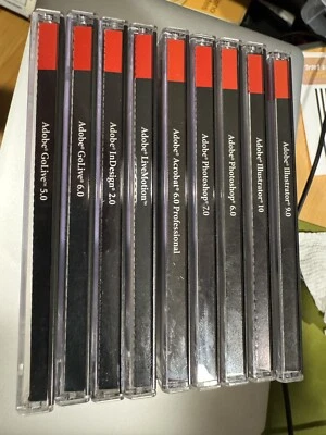 Adobe Illustrator Photoshop Acrobat Live Motion Indesign Golive 2 5 6 7 10 Cd - Image 1 of 2