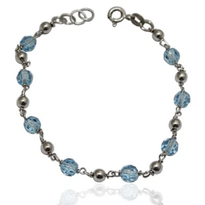 Bracciale in argento 925 rodiato con cristalli swarovski a sfera faccettata 5 mm - Foto 1 di 2
