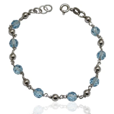 Bracciale in argento 925 rodiato con cristalli swarovski a sfera faccettata 5 mm - Immagine 1 di 2