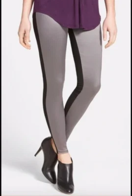 Lysse Sophie Satin & Ponte Knit Control Top Leggings Gray Black Size S - Image 1 of 4