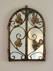 Vntg Wrought Iron Gold Gilt Spanish Style Arched GardenGate Wall Mirror Charming