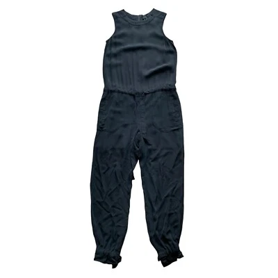 Mono para mujer Theory 4 negro 100 seda sin mangas pierna ancha minimalista Foto 1 de 4