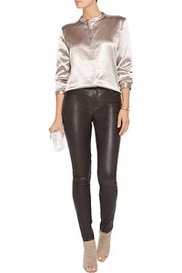 SZ 0 Alice + Olivia Chocolate Leather Pants NWT $1498 - Picture 1 of 2