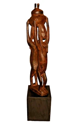 Antique Original Vintage African Life Size Double Figure Carved Statue Sculpture - Image 1 of 4