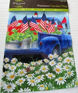 PATRIOTIC GARDEN FLAG 12.5" X 18" By Briarwood Lane ALL AMERICAN TRUCK - Picture 1 of 1