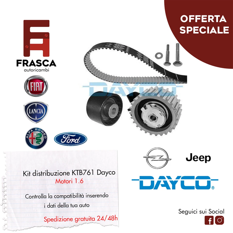 Kit.distribuzione DAYCO KTB 761 ALFA ROMEO –mito-giulietta 1 6 MJTD 2010-2016