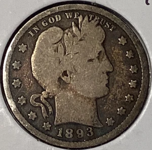 1893 Barber Quarter - Picture 1 of 2