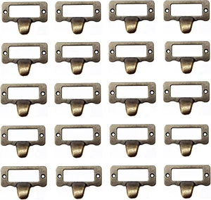 20Pcs Antique Iron Label Frame Card Holder Cup Pull Handle Drawer Box Case - Picture 1 of 12