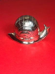 Vtg Silver Plate Gilt Metal SNAIL SHELL Open Salt Deror Dining Table Figural Box - Picture 1 of 4