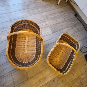 Rustic Extra-Large Wicker Basket with Handle – Set of 2 Handwoven Willow Nesting - Picture 1 of 9