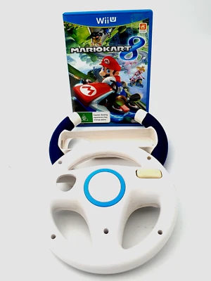 Wii U Mario Kart 8 Nintendo Video Game PAL with x2 Steering Wheels VGC - image 1 of 4