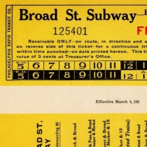Philadelphia Rapid Transit c1929 Page from Bus Subway Ticket Sample Book (0078) - Picture 1 of 3