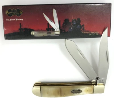 Steel Warrior Little Trapper Knife Buffalo Horn Handles 2 Blade + Box 8569-Q - Image 1 of 4