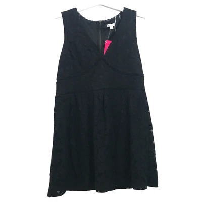 Xhilaration Womens Size XL Sleeveless V-Neck Lace Mini Dress Black - Image 1 of 4