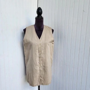 Túnica Bogari Studio Mujer Lino Algodón Sin Botones Cuello en V Beige Talla M - Imagen 1 de 10