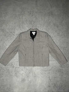 Vintage Pendleton Blazer Jacket Womens Size 16 Black Gray Zip Up Wool - Picture 1 of 6