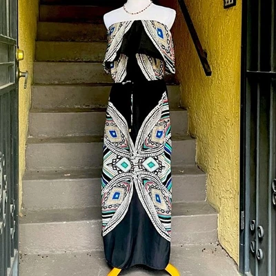 Vestido negro sin tirantes Moschino con patrones coloridos Foto 1 de 4