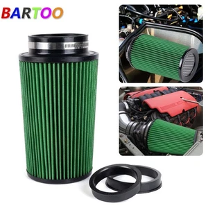 3" 3.5" 4" Cold Air Intake Filter Inlet 3 Sizes in 1 10.5" Tall Universal Green - Picture 1 of 9