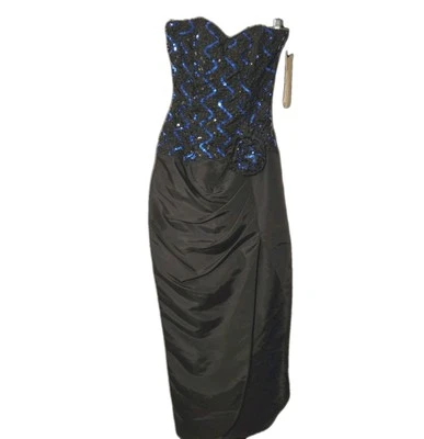 Gunne Sax Jessica McClintock Vintage Black Blue Sequin Dress Size 3/4 New W Tags - Image 1 of 4