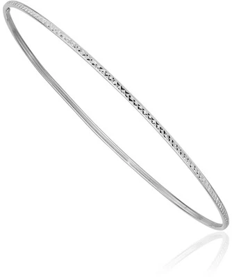 14K Solid 1.5mm White Gold Slip On Bangle Bracelet - Image 1 of 4