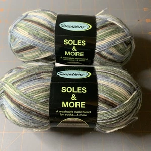 Sensations - Soles & More Wollmischung Sockengarn - Grün BlauFarbe Mischung Posten 2 Knäuel - Bild 1 von 6