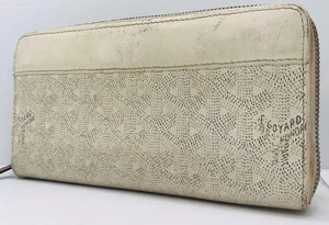 Goyard Paris Matignon Long Wallet White Around Zipper Herringbone Japan Auth - Afbeelding 1 van 17