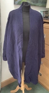 Woolovers Pure Lambswool Navy Chunky Long Coatigan Size XL - Picture 1 of 12