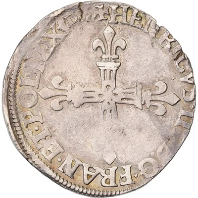 [#1508143] France, Henri III, 1/4 Ecu, 1585, Saint-Lô, Silver, EF, Gadoury:494 - Image 1 of 2