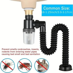 Universal Easy-Fit P-Trap: a prueba de fugas, juego de drenaje de fregadero expandible para cocina - D - Imagen 1 de 7