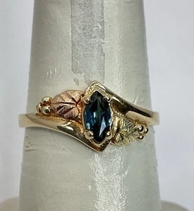 ANELLO ORO COLLINE NERE C CO. MARQUISE TOPAZIO BLU? PIETRA TAGLIA 6,75 (J1374) - Foto 1 di 10