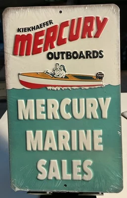 KIEKHAEFER MERCURY OUTBOARDS Marine Sales Sign New Tin - Image 1 of 3