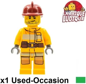 Lego Minifigure City Fireman Orange Helmet Belt Cty0302 Used - Picture 1 of 1