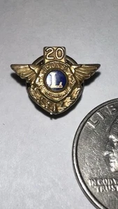 Vintage Lions Club International 20 Years Service Anstecknadel Flügel 10k Gold Filled - Bild 1 von 2