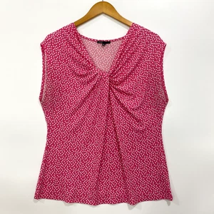 Blusa Chaus Top Para Mujer XL Rosa Lunares Sin Mangas Top Cuello en V Informal Colorida - Imagen 1 de 8
