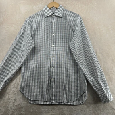 Michael Kors Slim Fit Men's Size M Gray Check Cotton Long Sleeves Casual Shirt - Image 1 of 4