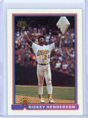 1991 Bowman #692 Rickey Henderson  Leader Stolen Bases Oakland Athletics - Image 1 of 4