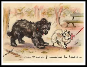 BRIARD AND POMERANIAN POM VINTAGE STYLE A4 SIZE DOG ART PRINT POSTER - Foto 1 di 1