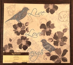 Recollections 12x12 Scrapbook Album LIVE LOVE LAUGH Birds Flowers Blue Brown Tan - Picture 1 of 4