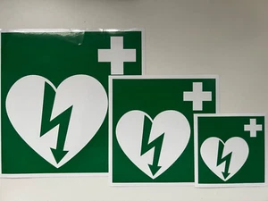 Hinweisaufkleber AED Defibrillator, 3 Stück, verschiedene Maße - Bild 1 von 1