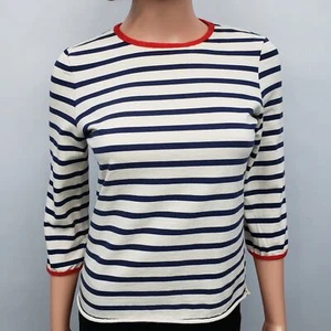 MARNI Navy Nautical Striped Red Trim Top 3/4 Sleeve Made in Italy 42/ XXS / Girl - Picture 1 of 11