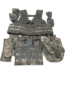 FIGHTING LOAD CARRIER VEST SET COMPLETE 15 POUCHES PEPPER US ARMY USGI - Picture 1 of 7