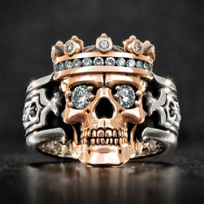 Ring Zircon Vintage Men Crown Skull Size 6-13 Geometric Hollow Eye-Catching